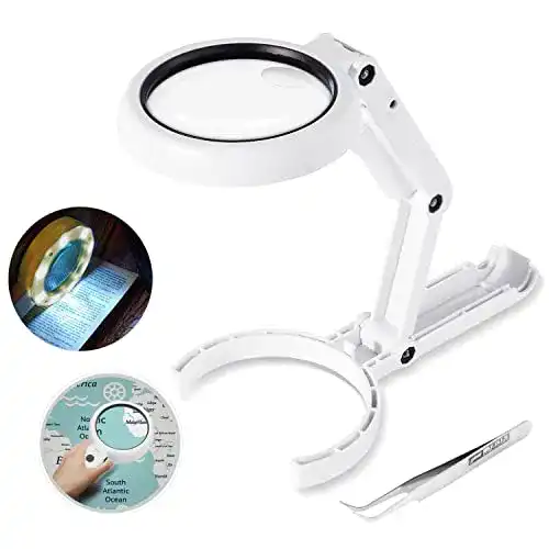 Beleuchtete Lupe O’woda Handlupe mit 8 LED Licht, 5X 11X Lupe