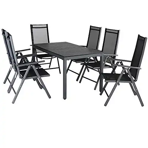 Alu-Gartenmöbel Casaria Aluminium Sitzgruppe Alu Set Grau