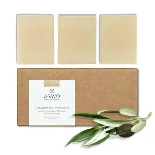 Kernseife ASAVO Premium Olivenölseife, handgeschöpft 3x95g
