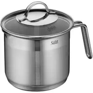 Simmertopf Silit Achat Milchtopf mit Glasdeckel 14 cm, Edelstahl