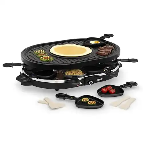 Raclette Princess Grill – Oval, 8 Pfannen, Multifunktionale Platte