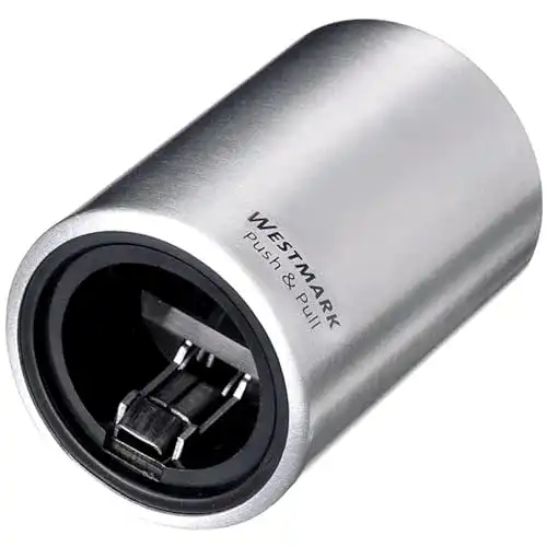 Flaschenöffner Westmark Automatisch, gebürstetes Aluminium, Push&Pull, Silber, 5.3 x 5.3 x 8 cm