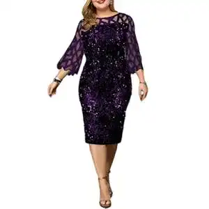 Cocktailkleid Minetom Abendkleid Damen Große Größen Pailletten