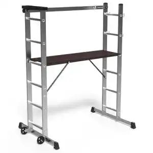 Kleingerüst VOUNOT Alu Leitergerüst 3 in 1, bis 150KG belastbar