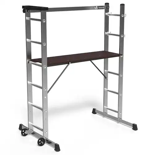 Kleingerüst VOUNOT Alu Leitergerüst 3 in 1, bis 150KG belastbar