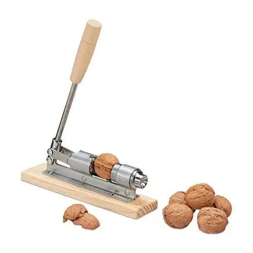 Nussknacker Relaxdays, Silber/Natur Retro Holz, Nutcracker