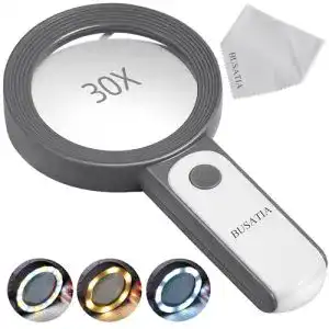 Beleuchtete Lupe BUSATIA Lupe mit 18 Led Licht, 30X Handlupe