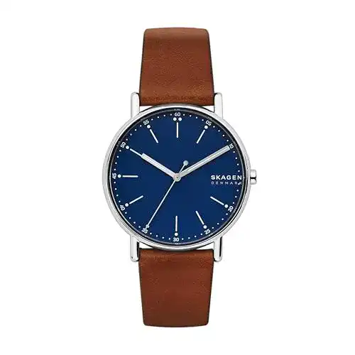 Skagen-Uhr Skagen Herren-Signatur-Dreizeigeruhr, Lederarmband