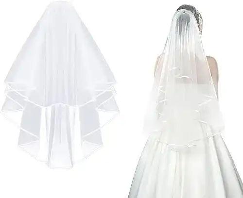 Schleier CICILIAYA Braut, kurz Elegent Bridal Tüll mit Kamm Tüll