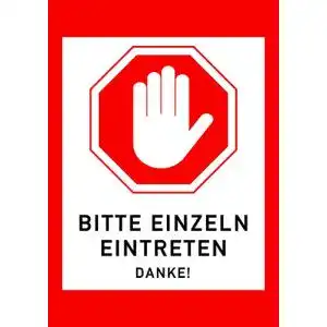Einzeln-Eintreten-Schild Bilderdepot24, Schaufenster-Aufkleber