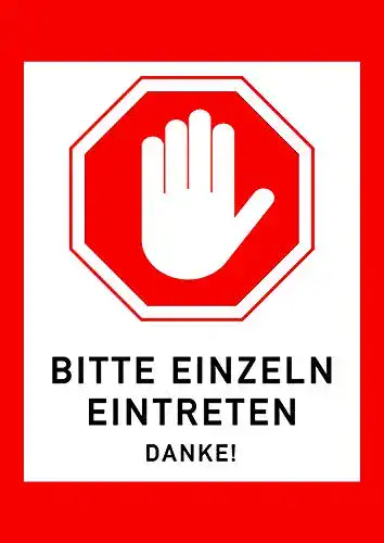 Einzeln-Eintreten-Schild Bilderdepot24, Schaufenster-Aufkleber