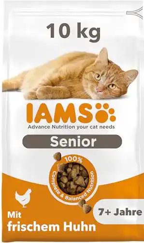 Katzenfutter Senior Iams for Vitality Senior trocken Huhn, 10 kg