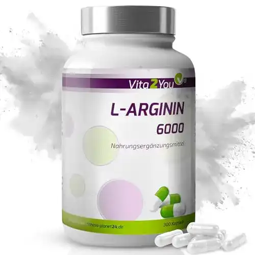 L-Arginin Vita2You 6000, 300 Kapseln, 1000mg Arginin pro Kapsel