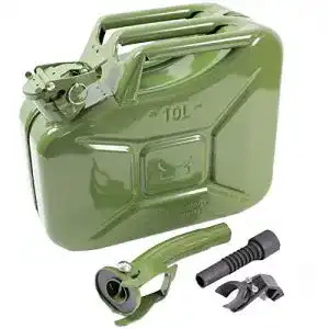 Benzinkanister (10l) TRUTZHOLM Metall inkl. Ausgießer + Halter