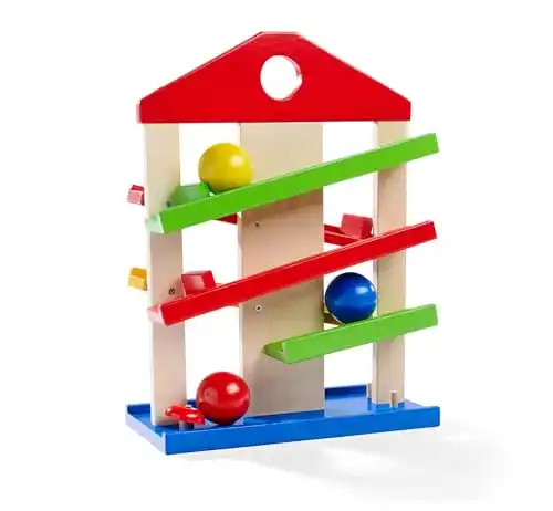 Kugelbahn Eichhorn – -Haus – bunte Rollbahn aus Holz, für Kinder