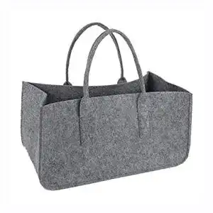 Filztasche MT Hellgrau Kaminholztasche Filzkorb
