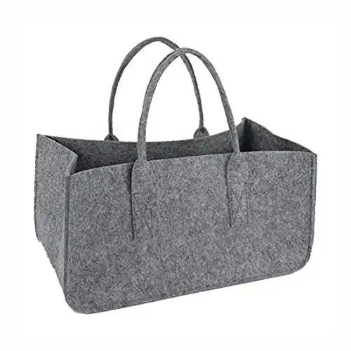 Filztasche MT Hellgrau Kaminholztasche Filzkorb