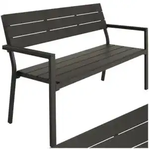 Gartenbank (Holz) TecTake 800796 Holzoptik, 2-Sitzer Parkbank