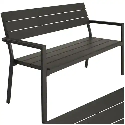 Gartenbank (Holz) TecTake 800796 Holzoptik, 2-Sitzer Parkbank