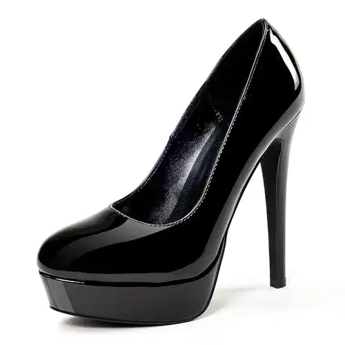 High-Heels GENSHUO Plateau Pumps Geschlossene 5.5 Zoll/14cm
