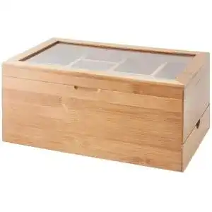 Teebox Amazy aus Bambus extra groß, 8 verstellbare Trennfächer
