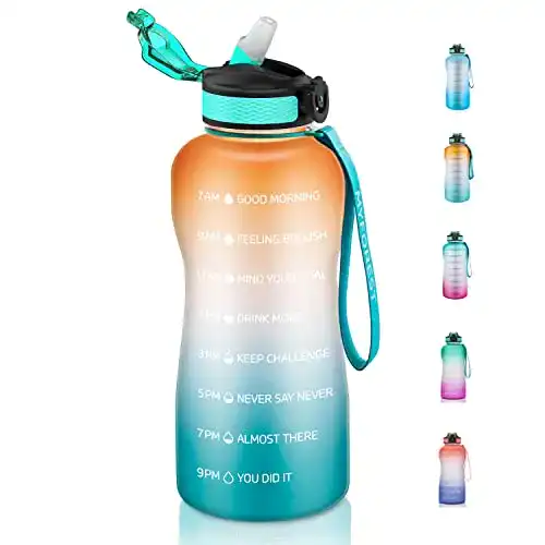 Trinkhalmflasche MYFOREST 2,2 Liter Trinkflasche mit Strohhalm