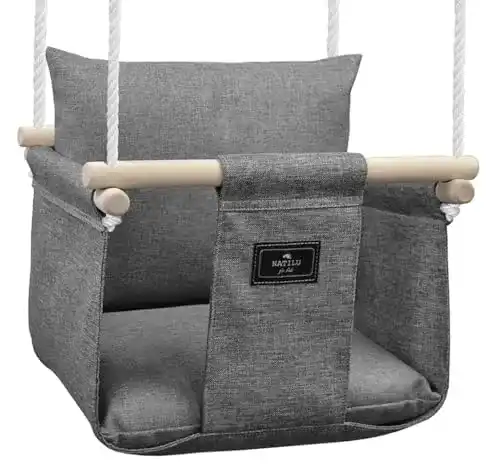 Babyschaukel outdoor NATILU ® Set mit Sicherheitsgurt Haken
