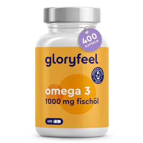 Omega-3 gloryfeel Omega 3 (400 Kapseln), 1.000mg Fischöl