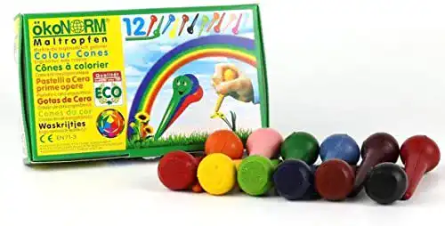 Wachsmalstifte ökoNORM (Oekonorm) Wachshütchen, 12 Farben