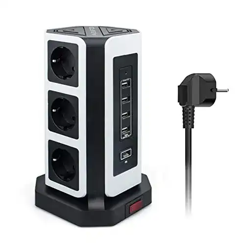 Steckdosenleiste mit USB-C AOFO 9 Fach Steckdosenleiste 4 USB