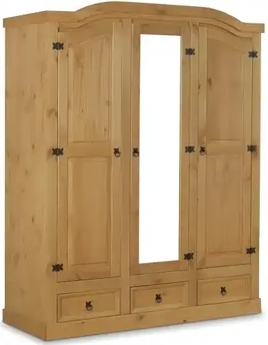 Bauernschrank Dynamic24 3-türiger Kiefer Kleiderschrank New Mexico