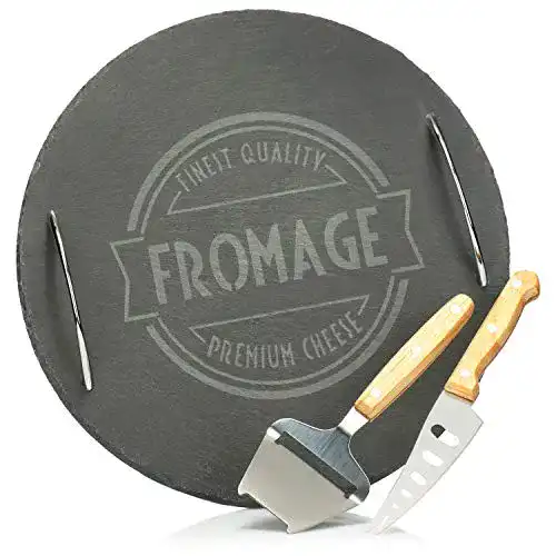 Käseplatte com-four ® 3-teiliges Käse-Servierplatte, Schiefer