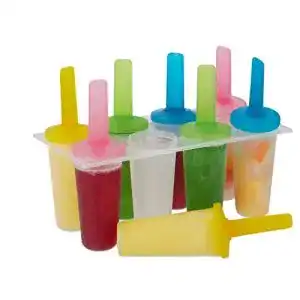 Eisform Relaxdays, 8 runde Eisförmchen, bunte Stiele, DIY
