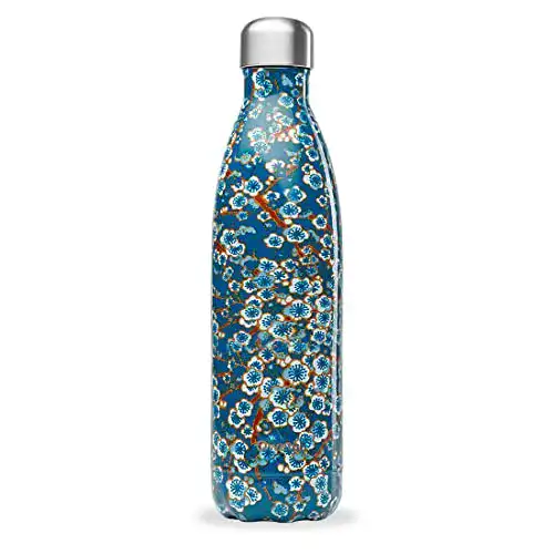 Qwetch-Trinkflasche QWETCH Thermosflasche Flowers Blau 750 ml