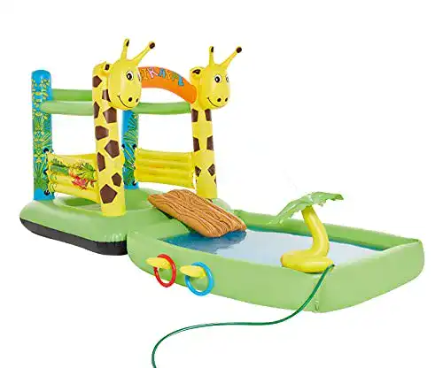 Hüpfburg Happy People 2in1 und Pool Giraffe mit Sprühfunktion