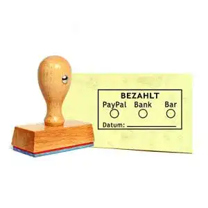 Holzstempel DEKOLANDO Stempel Bezahlt zum Ankreuzen