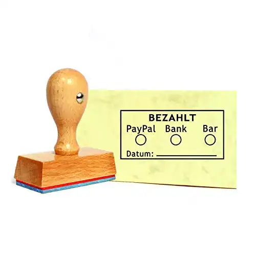 Holzstempel DEKOLANDO Stempel Bezahlt zum Ankreuzen