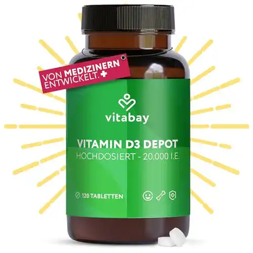 Die beste Vitamin-D-Tabletten vitabay Vitamin D3 Depot 20.000 I.E, 120 Tabl. 2026 Test Bestseller Vitamin-D-Tabletten vitabay Vitamin D3 Depot 20.000 I.E, 120 Tabl.