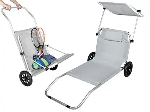 Strandwagen ISO TRADE mit Sonnendach Marineblau Beige 115cm