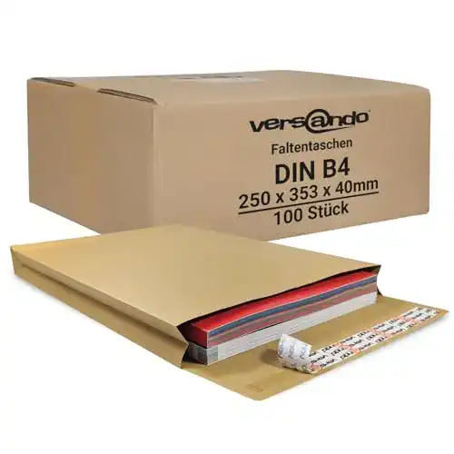 Versandtasche versando 100 Faltentaschen DIN B4, braun