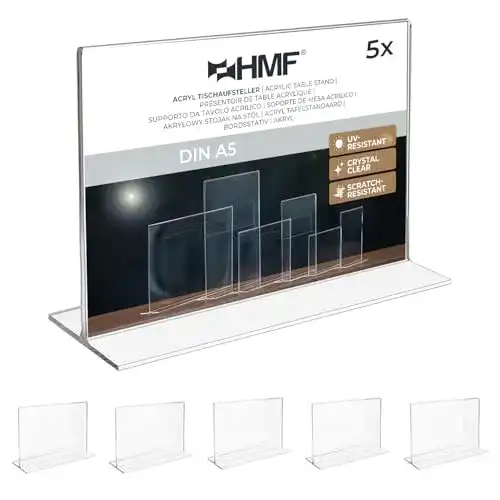Tischaufsteller HMF 46924 Acryl gerade | 5 Stück | DIN A5