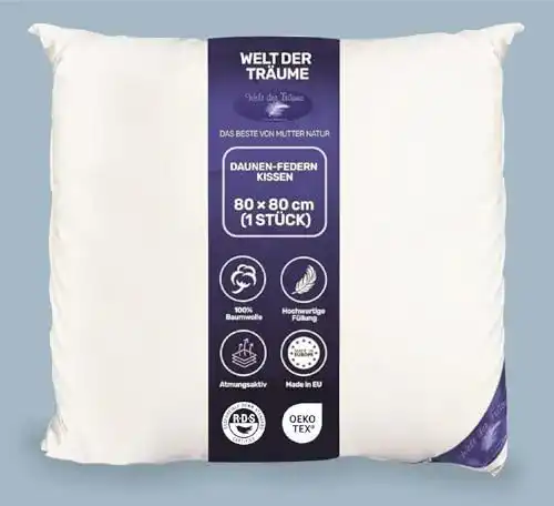 Die beste Dreikammer-Kopfkissen Welt-der-Träume Gänsedaunen 80x80 cm 2026 Test Bestseller Dreikammer-Kopfkissen Welt-der-Träume Gänsedaunen 80×80 cm