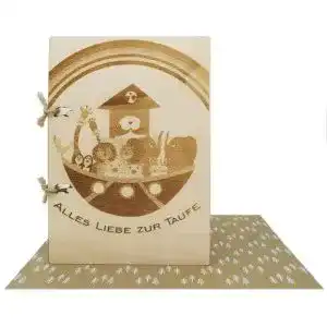 Taufkarte Woodland Mail Holzkarte für die Taufe, Arche Noah
