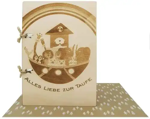 Taufkarte Woodland Mail Holzkarte für die Taufe, Arche Noah