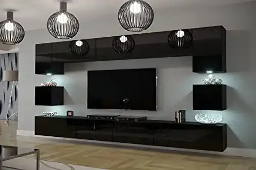 Wohnwand Furnitech Modernes TV Möbel mit LED Beleuchtung
