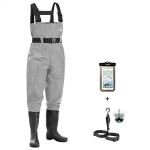 Wathose FISHINGSIR für Herren mit Stiefeln, für die Jagd, wasserdicht, Nylon und PVC mit Watgürtel