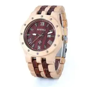 Holzuhren BEWELL Herren Analog Sandelholz-Uhrenarmband