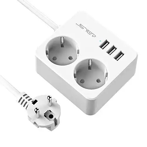 Steckdosenleiste mit USB JSVER 2 Fach , Reise mit 3 USB Ladegerät