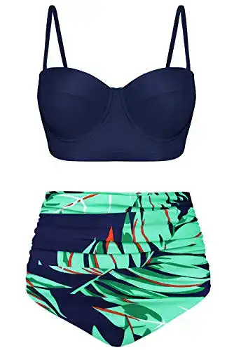Bikini Angerella Vintage Neckholder Hohe Taille Set Badeanzug