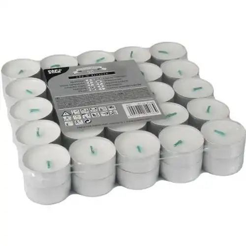 Stearin-Kerzen PAPSTAR 50 Teelichte Ø 37,2 mm, 17,9 mm Weiss